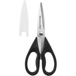 KitchenAid All Purpose Kitchen Shears with Protective Sheath Durable Stainless Steel Scissors, Dishwasher Safe, Soft Grip Comfort Handle, 8.72 Inch, Lavendar Cream(Black)