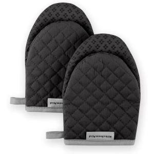 KitchenAid Asteroid Mini Oven Mitt Set, 5.5″x8″, Dried Rose, 2 Piece(Black)