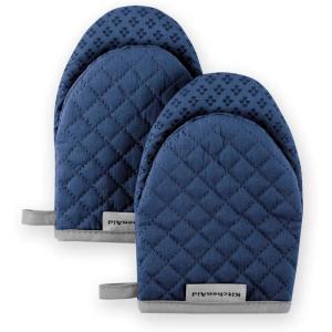 KitchenAid Asteroid Mini Oven Mitt Set, 5.5″x8″, Dried Rose, 2 Piece(Blue Willow)