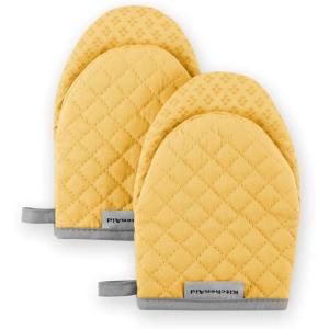 KitchenAid Asteroid Mini Oven Mitt Set, 5.5″x8″, Dried Rose, 2 Piece(Buttercup Yellow)