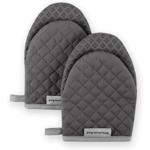 KitchenAid Asteroid Mini Oven Mitt Set, 5.5″x8″, Dried Rose, 2 Piece(Charcoal Grey)