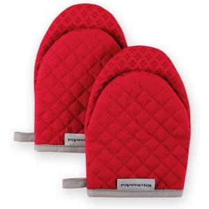 KitchenAid Asteroid Mini Oven Mitt Set, 5.5″x8″, Dried Rose, 2 Piece(Fire Red)