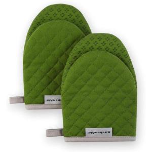 KitchenAid Asteroid Mini Oven Mitt Set, 5.5″x8″, Dried Rose, 2 Piece(Matcha Green)