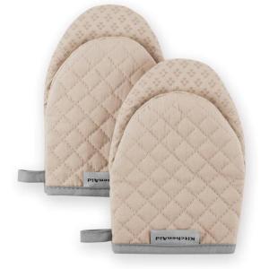 KitchenAid Asteroid Mini Oven Mitt Set, 5.5″x8″, Dried Rose, 2 Piece(Milkshake Tan)