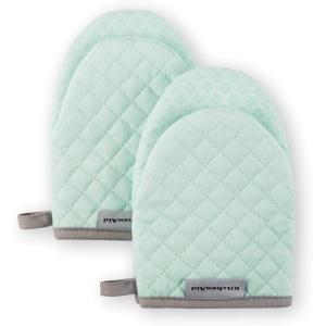 KitchenAid Asteroid Mini Oven Mitt Set, 5.5″x8″, Dried Rose, 2 Piece(Mineral Water Aqua)