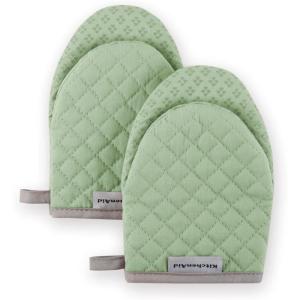 KitchenAid Asteroid Mini Oven Mitt Set, 5.5″x8″, Dried Rose, 2 Piece(Pistachio Green)