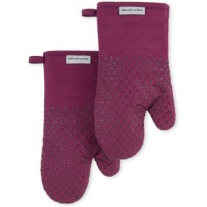 KitchenAid Asteroid Oven Mitt Set, 7″x12.5″, Dried Rose, 2 Piece(Beet)