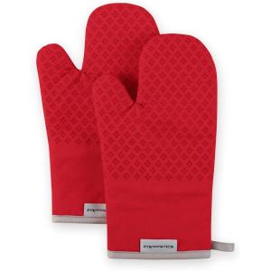 KitchenAid Asteroid Oven Mitt Set, 7″x12.5″, Dried Rose, 2 Piece(Fire Red)
