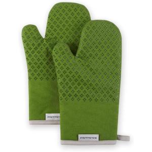 KitchenAid Asteroid Oven Mitt Set, 7″x12.5″, Dried Rose, 2 Piece(Matcha Green)