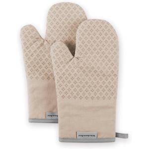 KitchenAid Asteroid Oven Mitt Set, 7″x12.5″, Dried Rose, 2 Piece(Milkshake Tan)