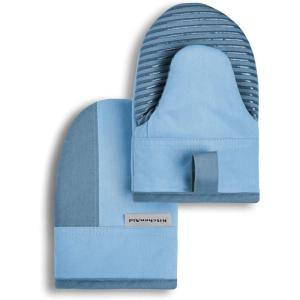 KitchenAid Beacon Two-Tone Non-Slip Mini Oven Mitt Set, Aqua Sky, 5.5″x8″, 2 Piece(Blue Velvet/Blue Heaven)