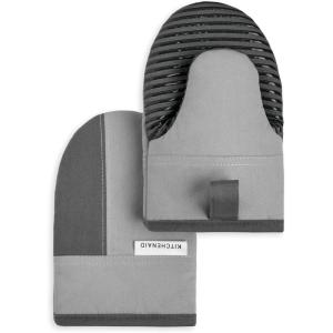 KitchenAid Beacon Two-Tone Non-Slip Mini Oven Mitt Set, Blue Velvet/Blue Heaven, 5.5″x8″, 2 Piece(Cool Grey/Frost Grey)
