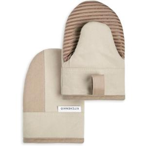 KitchenAid Beacon Two-Tone Non-Slip Mini Oven Mitt Set, Blue Velvet/Blue Heaven, 5.5″x8″, 2 Piece(Milkshake/Beige)