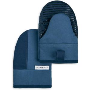 KitchenAid Beacon Two-Tone Non-Slip Mini Oven Mitt Set, Blue Velvet/Blue Heaven, 5.5″x8″, 2 Piece(Navy/Ink Blue)