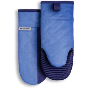 KitchenAid Beacon Two-Tone Non-Slip Oven Mitt Set, Aqua Sky, 5.75″x13″, 2 Piece(Blue Corn/Cobalt)