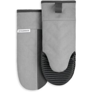 KitchenAid Beacon Two-Tone Non-Slip Oven Mitt Set, Aqua Sky, 5.75″x13″, 2 Piece(Cool Grey/Frost Grey)