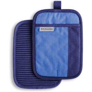 KitchenAid Beacon Two-Tone Non-Slip Pot Holder Set, Aqua Sky, 7″x10″, 2 Piece(Blue Corn/Cobalt)
