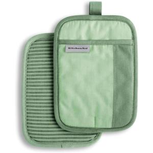 KitchenAid Beacon Two-Tone Non-Slip Pot Holder Set, Aqua Sky, 7″x10″, 2 Piece(Pistachio/Graphite Green)