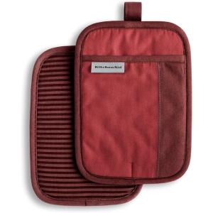 KitchenAid Beacon Two-Tone Non-Slip Pot Holder Set, Aqua Sky, 7″x10″, 2 Piece(Smoked Paprika)