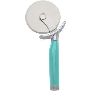 KitchenAid Classic Pizza Wheel with Sharp Blade For Cutting Through Crusts, Pies and More, Built In Finger Guard for Safety and Comfort Grip to Protect Fingers, Dishwasher Safe, 9-Inch, Black(Aqua Sky)