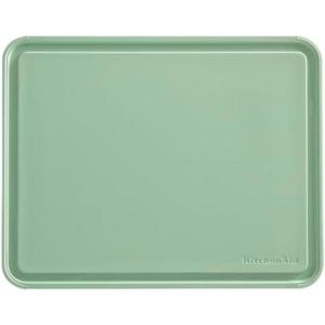 KitchenAid Classic Plastic Cutting Board with Perimeter Trench and Non Slip Edges, Dishwasher Safe, 11 x 14 inch, Ink Blue(Green)