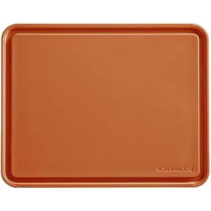 KitchenAid Classic Plastic Cutting Board with Perimeter Trench and Non Slip Edges, Dishwasher Safe, 11 x 14 inch, Ink Blue(Scorched Orange)