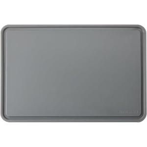 KitchenAid Classic Plastic Cutting Board with Perimeter Trench and Non Slip Edges, Dishwasher Safe, 8 x 10 inch, Ink Blue(Gray)