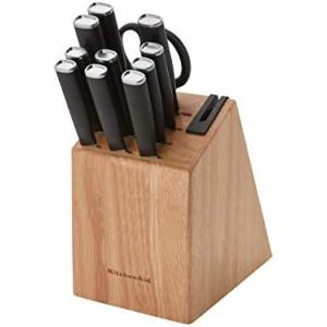 KitchenAid Classic Serrated Bread Knife with Custom-Fit Blade Cover, 8-inch, Sharp Kitchen Knife, High-Carbon Japanese Stainless Steel Blade, Black(12-Piece)