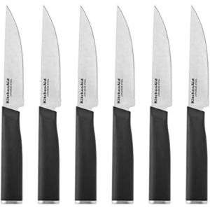 KitchenAid Classic Serrated Bread Knife with Custom-Fit Blade Cover, 8-inch, Sharp Kitchen Knife, High-Carbon Japanese Stainless Steel Blade, Black(4.5-Inch)