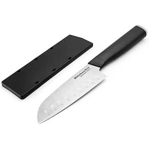 KitchenAid Classic Serrated Bread Knife with Custom-Fit Blade Cover, 8-inch, Sharp Kitchen Knife, High-Carbon Japanese Stainless Steel Blade, Black(5″)