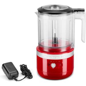KitchenAid Cordless 5 Cup Food Chopper, KFCB529QAC Almond Cream(Empire Red)