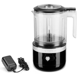 KitchenAid Cordless 5 Cup Food Chopper, KFCB529QAC Almond Cream(Onyx Black)