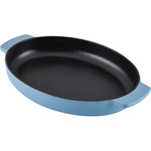 KitchenAid Enameled Cast Iron Au Gratin Oval Roasting Pan, 2.5 Quart – Blue Velvet
