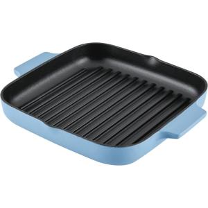 KitchenAid Enameled Cast Iron Square Grill and Roasting Pan, 11 Inch – Pistachio(Blue Velvet)