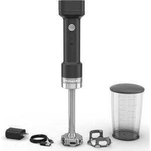 KitchenAid Go Cordless Hand Blender – battery included, KHBRV71, Porcelain White(Black Matte)