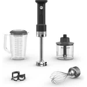 KitchenAid Go Cordless Hand Blender with Accessories – battery sold separately, KHBRV05, Porcelain White(Matte Black)