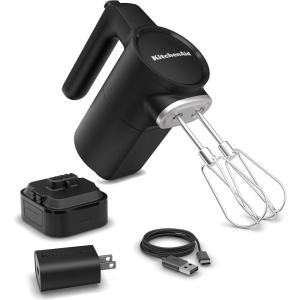 KitchenAid Go Cordless Hand Mixer – battery included, KHMR762, Porcelain White(Matte Black)