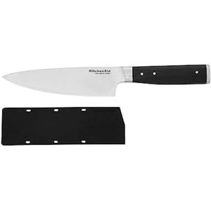 KitchenAid Gourmet Forged Triple Rivet Bread Knife with Custom-Fit Blade Cover, 5-inch, Sharp Kitchen Knife, High-Carbon Japanese Stainless Steel Blade, Black(6″)