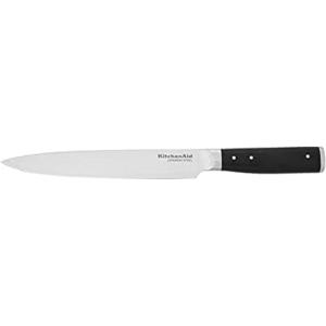 KitchenAid Gourmet Forged Triple Rivet Bread Knife with Custom-Fit Blade Cover, 5-inch, Sharp Kitchen Knife, High-Carbon Japanese Stainless Steel Blade, Black(8″)