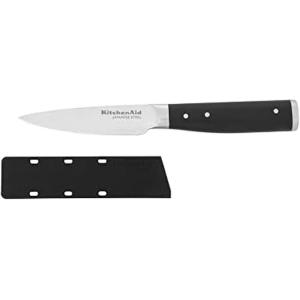 KitchenAid Gourmet Forged Triple Rivet Bread Knife with Custom-Fit Blade Cover, 5-inch, Sharp Kitchen Knife, High-Carbon Japanese Stainless Steel Blade, Black(3.5″)