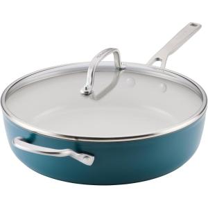 KitchenAid Hard Anodized Ceramic Induction Nonstick Cookware Frying Pan/Skillet, Dishwasher Safe, 10 Inch Non Stick Fry Pan with Stainless Steel Handle – Agave Blue(Agave)