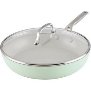 KitchenAid Hard Anodized Ceramic Induction Nonstick Cookware Frying Pan/Skillet, Dishwasher Safe, 10 Inch Non Stick Fry Pan with Stainless Steel Handle – Agave Blue(Pistachio)