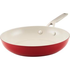 KitchenAid Hard Anodized Ceramic Nonstick Grill Pan/Griddle, Square, 11.25 Inch – Matte Black(Empire Red)