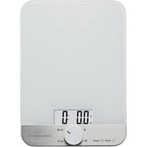 KitchenAid KQ908 Glass Surface 11 Pound Capacity Digital Kitchen and Food Scale, White