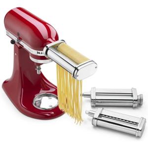 KitchenAid KSMPCA Pasta Cutter Attachment Set (2 Piece), One Size, Silver(3-Piece Set)