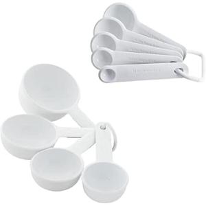 KitchenAid Measuring Cups and Spoon Set, Beetroot, 9-Piece(White)