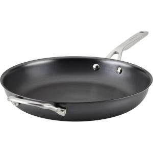 KitchenAid NITRO Carbon Steel Frying Pan/Skillet, Stainless Steel Handle, Compatible with All Cooktops, 8.5 Inch Open Fry Pan – Black(Skillet (12 Inch w/ helper handle))