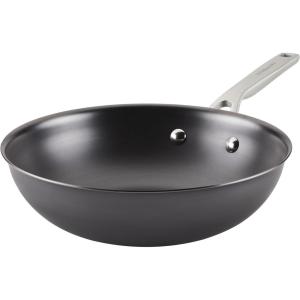 KitchenAid NITRO Carbon Steel Frying Pan/Skillet, Stainless Steel Handle, Compatible with All Cooktops, 8.5 Inch Open Fry Pan – Black(Wok (10 Inch))