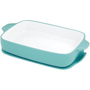KitchenAid Rectangular Baker with Lid Vitrified Stoneware, 9in 13in 2.5in, Blue Velvet(Aqua Sky)