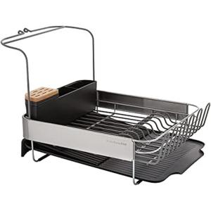 KitchenAid Satin Wire Expandable Dish Rack, 23.18-Inch, Gray(Black)